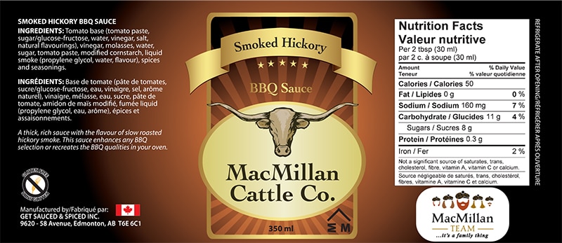 MacMillan Smoked Hickory BBQ Sauce label