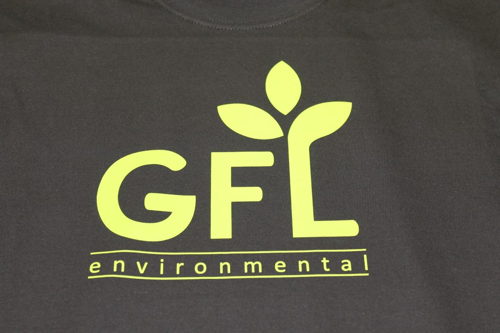 GFL Environmental logo printed on a shirt as part of their uniform program. 